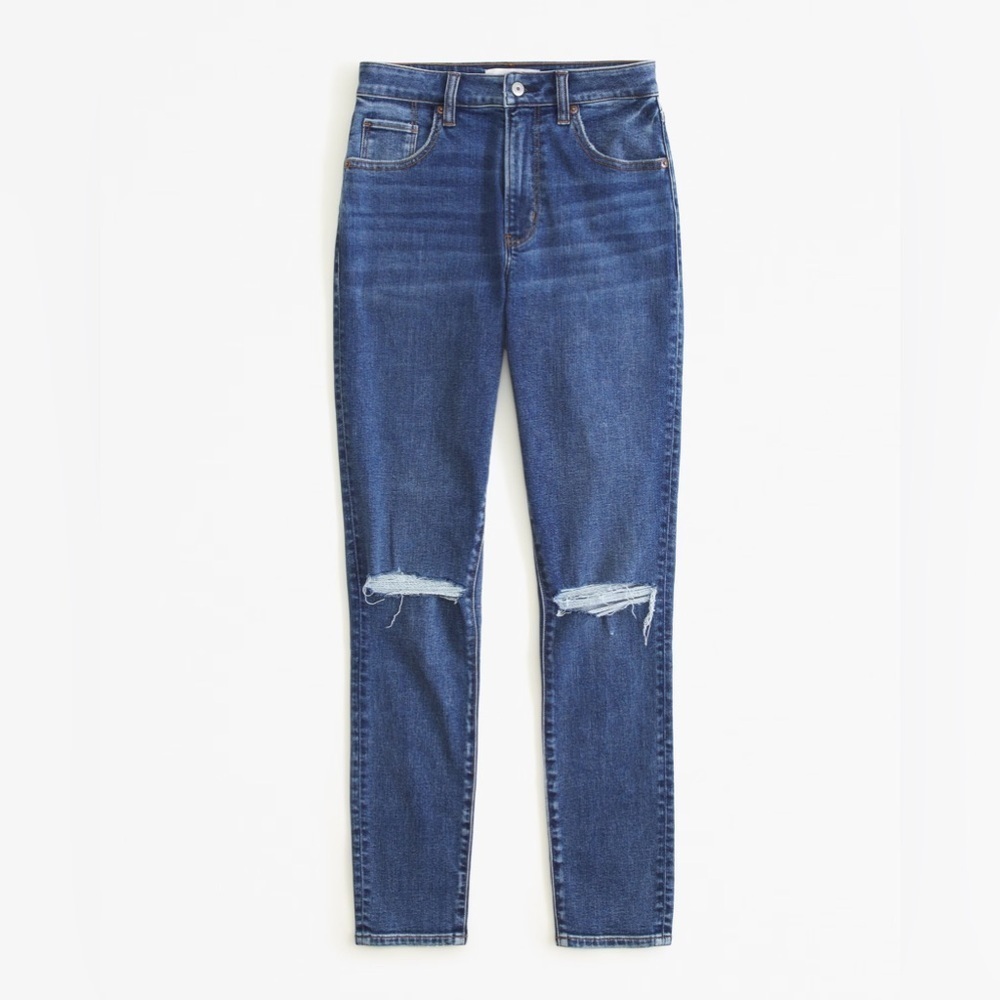 Abercrombie & Fitch High Rise Skinny Distressed Ankle Jeans Medium Wash Size 27S